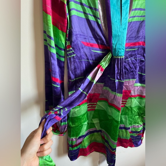 Custo Barcelona SILK Belted Waist Multicolored Dress - Picture 6 of 8